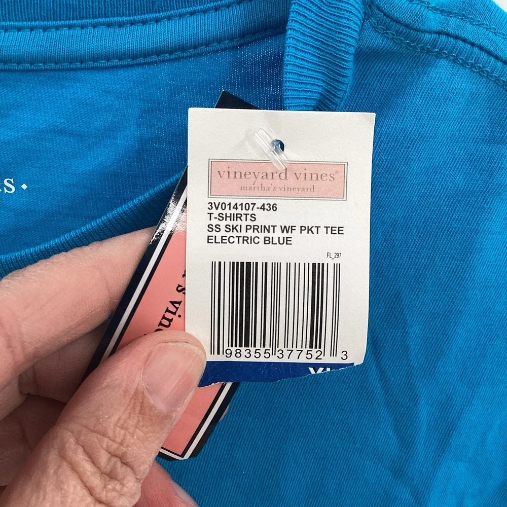 Boys Vineyard Vines Ski‎ Print Whale Short Sleeve Pocket Tee- XL- NWT